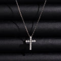 Mini Size 10K White Gold 0.2CT Lab Diamond Cross Necklace