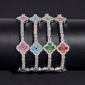 New Arrival Solid Silver Color Moissanite Clover Tennis Bracelet 3MM