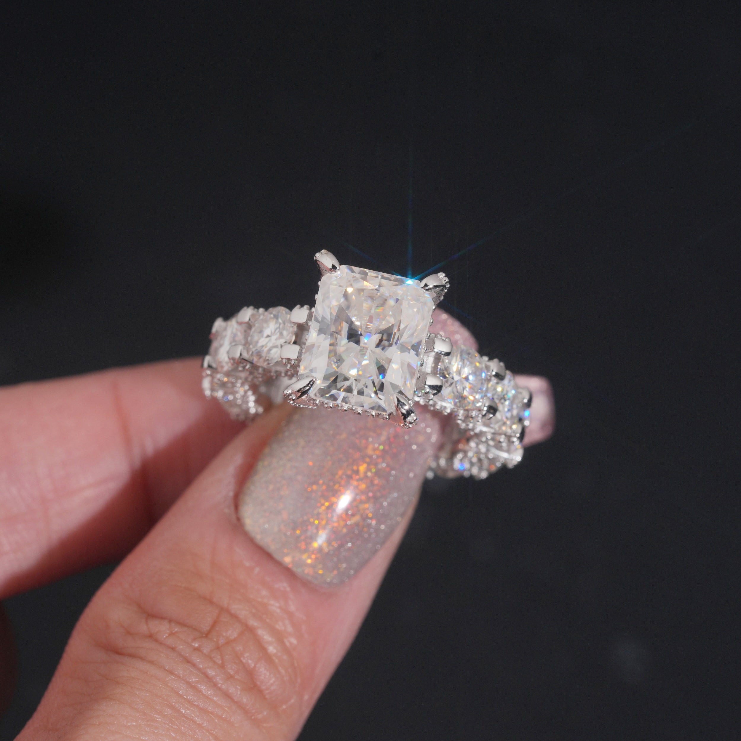 Radiant Cut Fully Iced Women Moissanite Diamond Ring