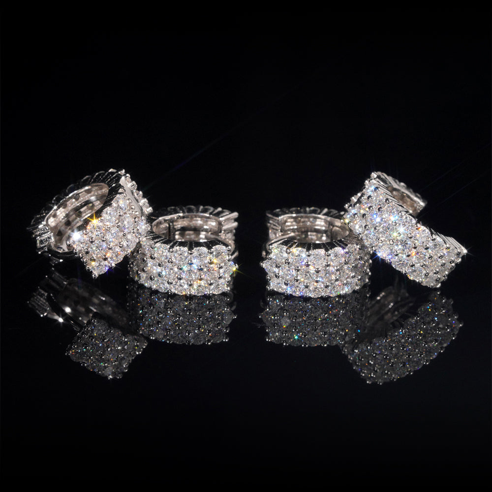 VVS Diamond Iced Out Moissanite Hoop Earrings Sterling Silver White Gold