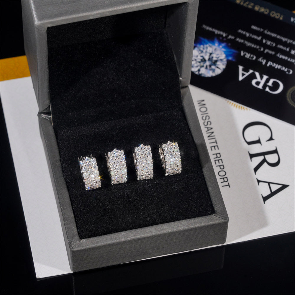 VVS Diamond Iced Out Moissanite Hoop Earrings Sterling Silver White Gold