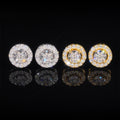 925 Silver Men Fashion Halo Diamond Style Moissanite Earrings Screw Back