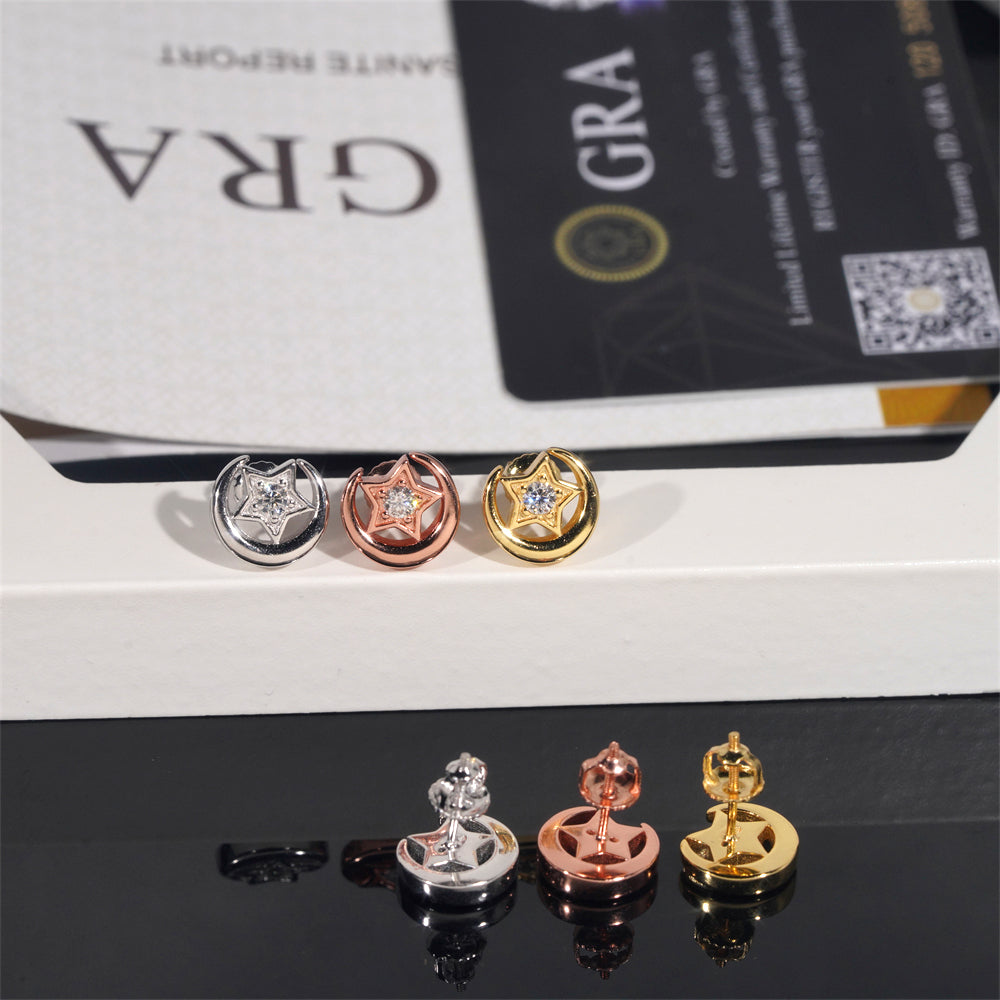 Three Colors Sterling Silver 925 Mini Size Cute Design Star Stud Earrings For Men and Women