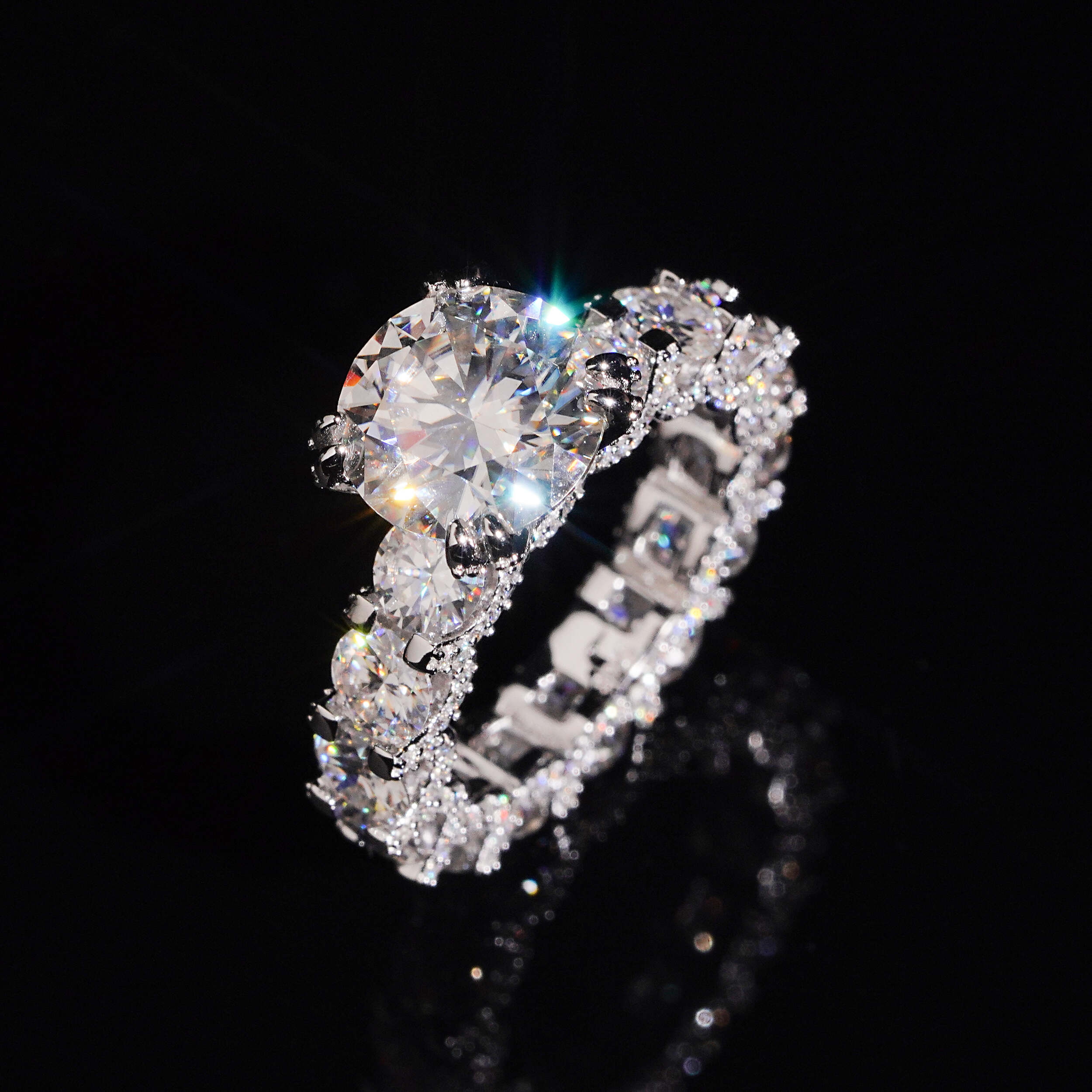 5CT Round Moissanite Diamond Ring For Women