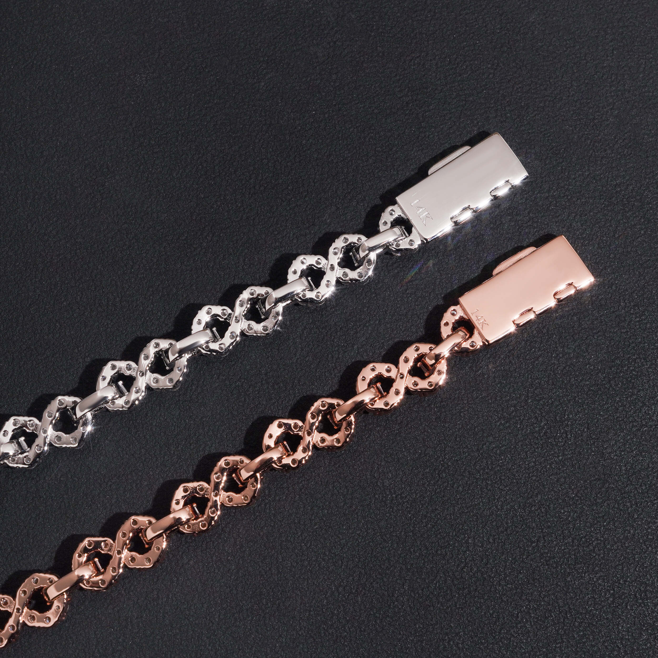 Solid Silver Moissanite Diamond 8MM Infinity Link Bracelet For Unisex