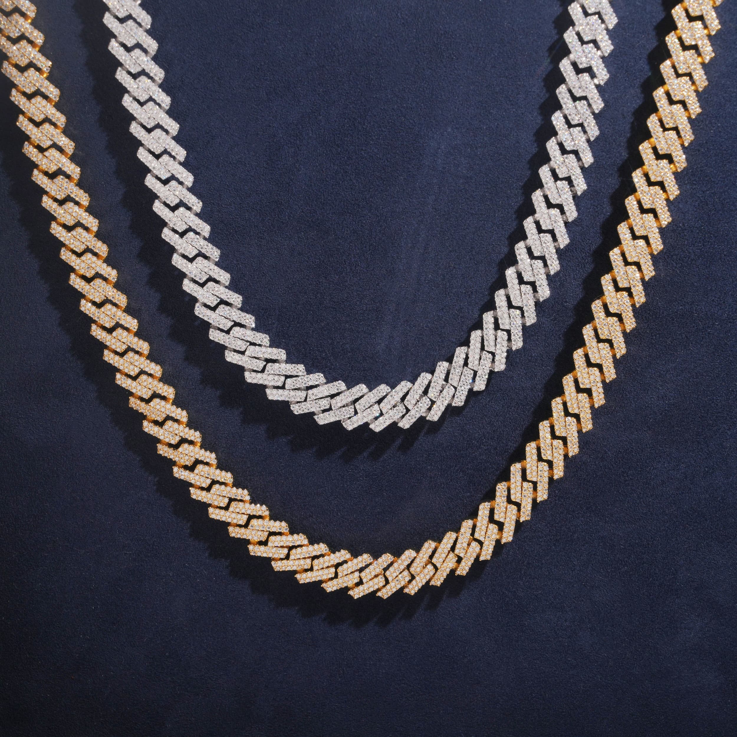 VVS Moissanite Diamond Cuban Chain Brass 10MM Two Rows