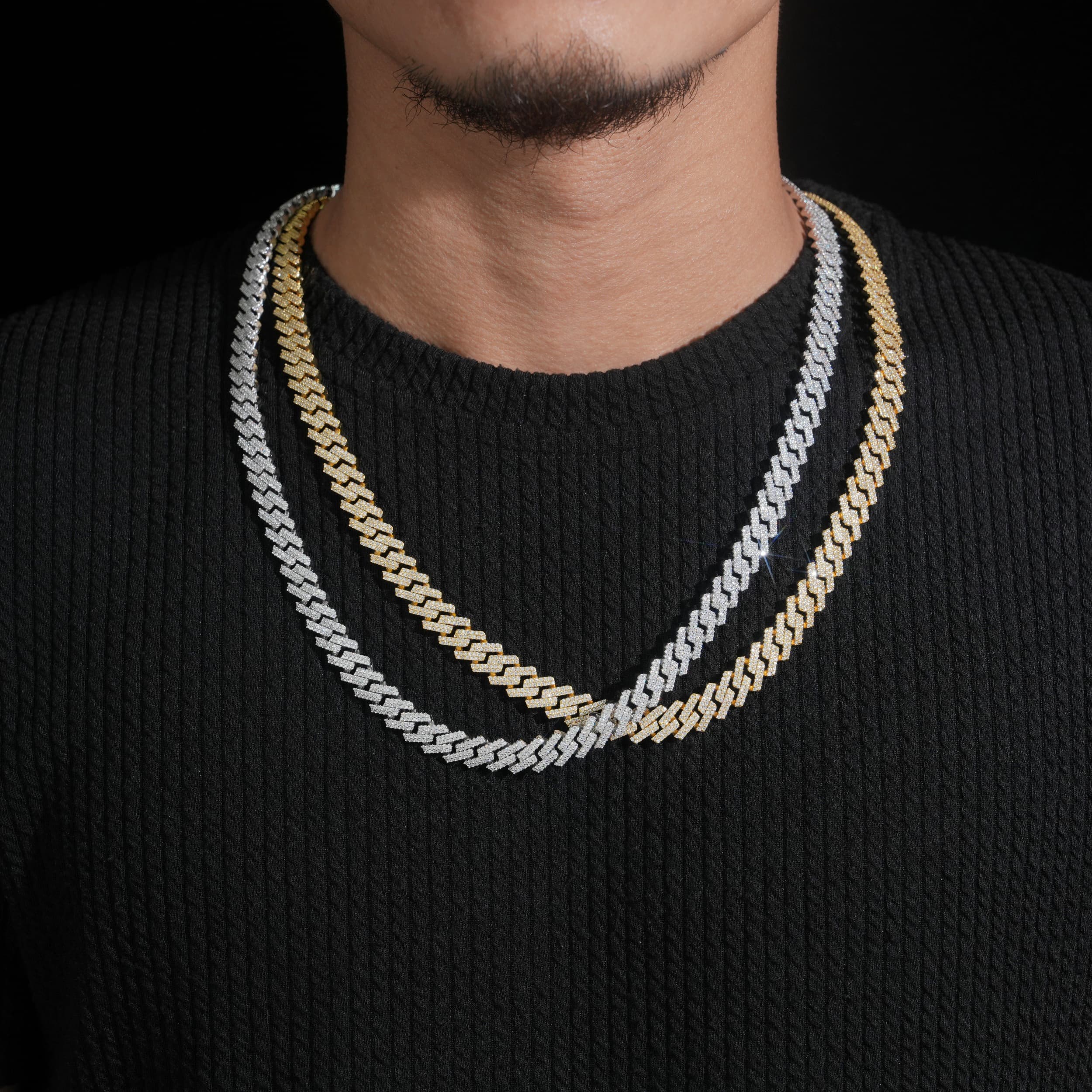 VVS Moissanite Diamond Cuban Chain Brass 10MM Two Rows