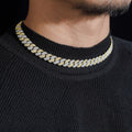 10MM Yellow Gold Two Tone Cuban Link Chain Necklace VVS Moissanite Diamond