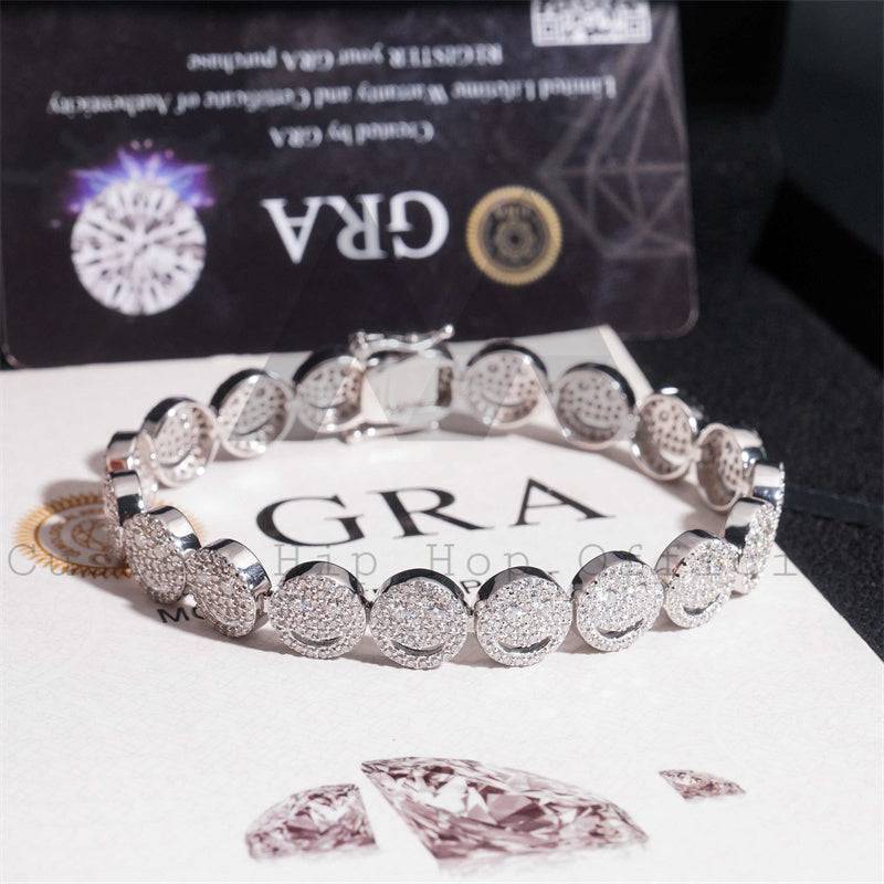 Iced Out Moissanite 10MM Silver Hip Hop Bracelet 925 Sterling hip hop jewelry0