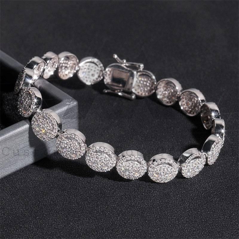 Iced Out Moissanite 10MM Silver Hip Hop Bracelet 925 Sterling hip hop jewelry3