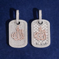 Rose Gold Two Tone Allah Symbol Dog Tag Pendant Moissanite Diamond