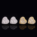 VVS Moissanite Baguette Cut Heart Stud Earrings Screw Back 925 Sterling Silver
