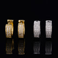 Moissanite Diamond Hoop Huggie Earrings Two Rows Iced Out Men Jewelry