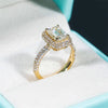 10K 14K 18K Yellow Gold Moissanite Diamond Engagement Ring Halo Hidden Diamond Style