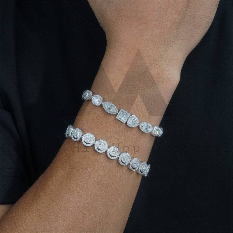 Iced Out Moissanite 10MM Silver Hip Hop Bracelet 925 Sterling hip hop jewelry4