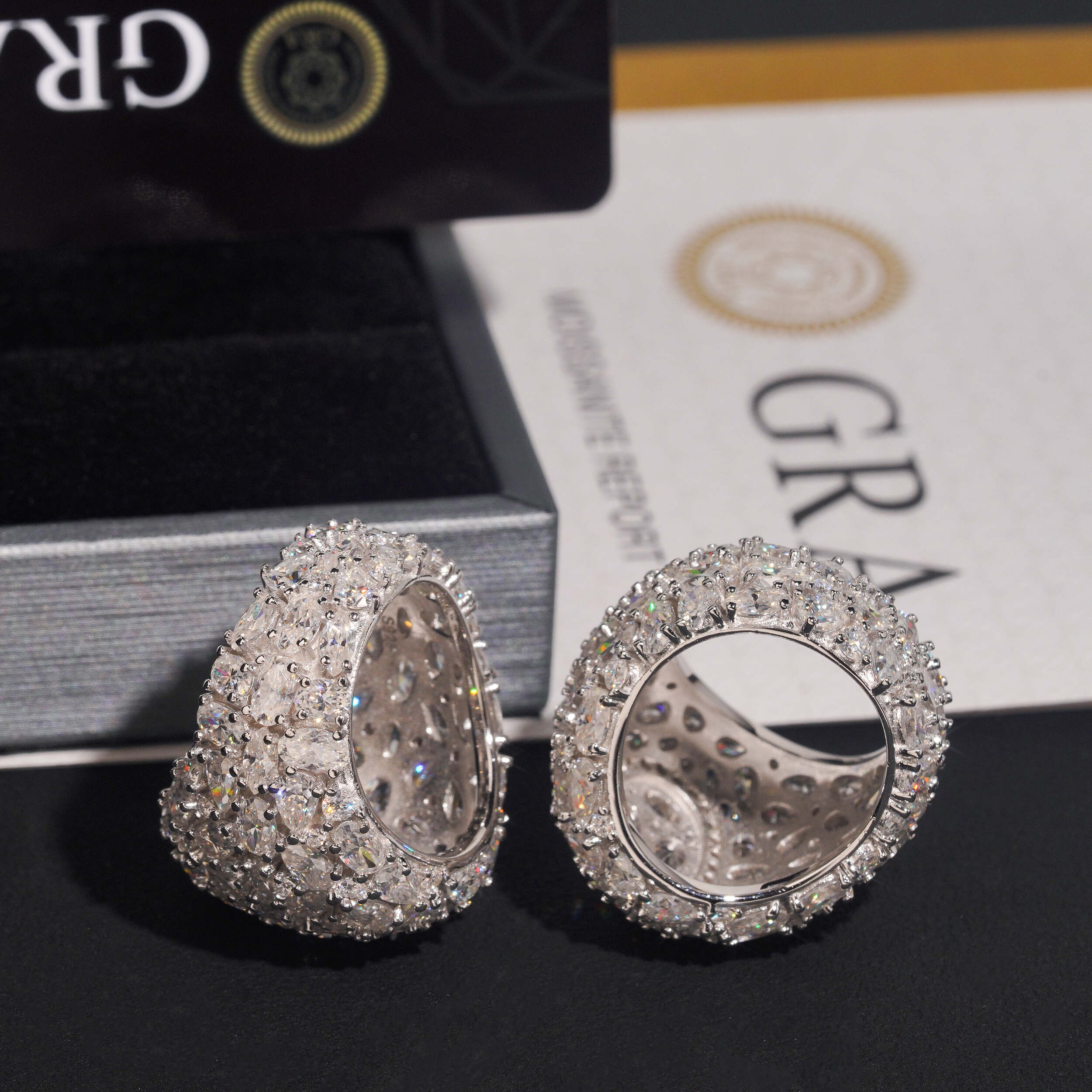 New Arrival Fancy Cut VVS Moissanite Diamond Cluster Ring For Men