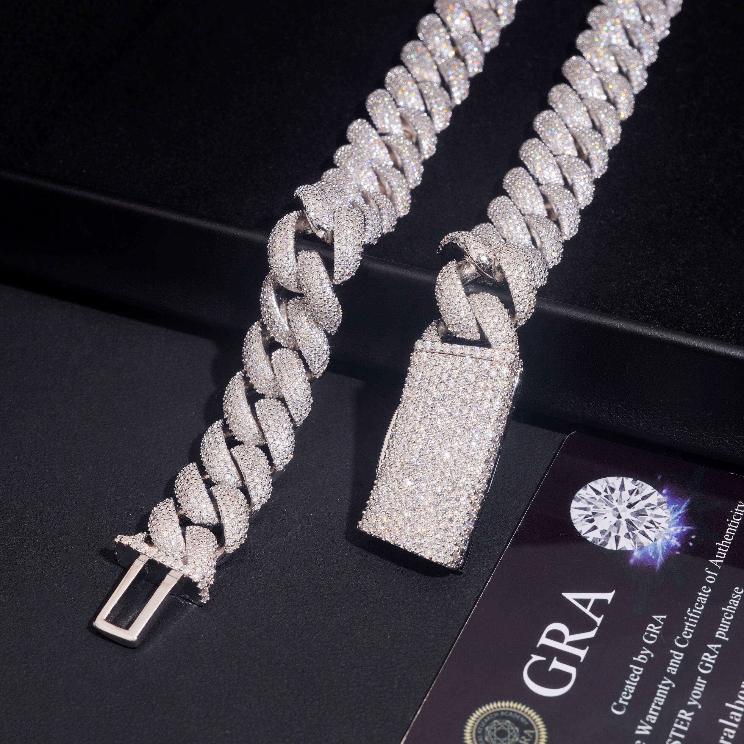 925 Sterling Silver VVS Moissanite Diamond 16MM 5Rows Miami Cuban Link Chain Neckalce