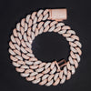 20MM Raised Stone Rose Gold Two Tone Cuban Chain Necklace Hip Hop Moissanite Jewelry