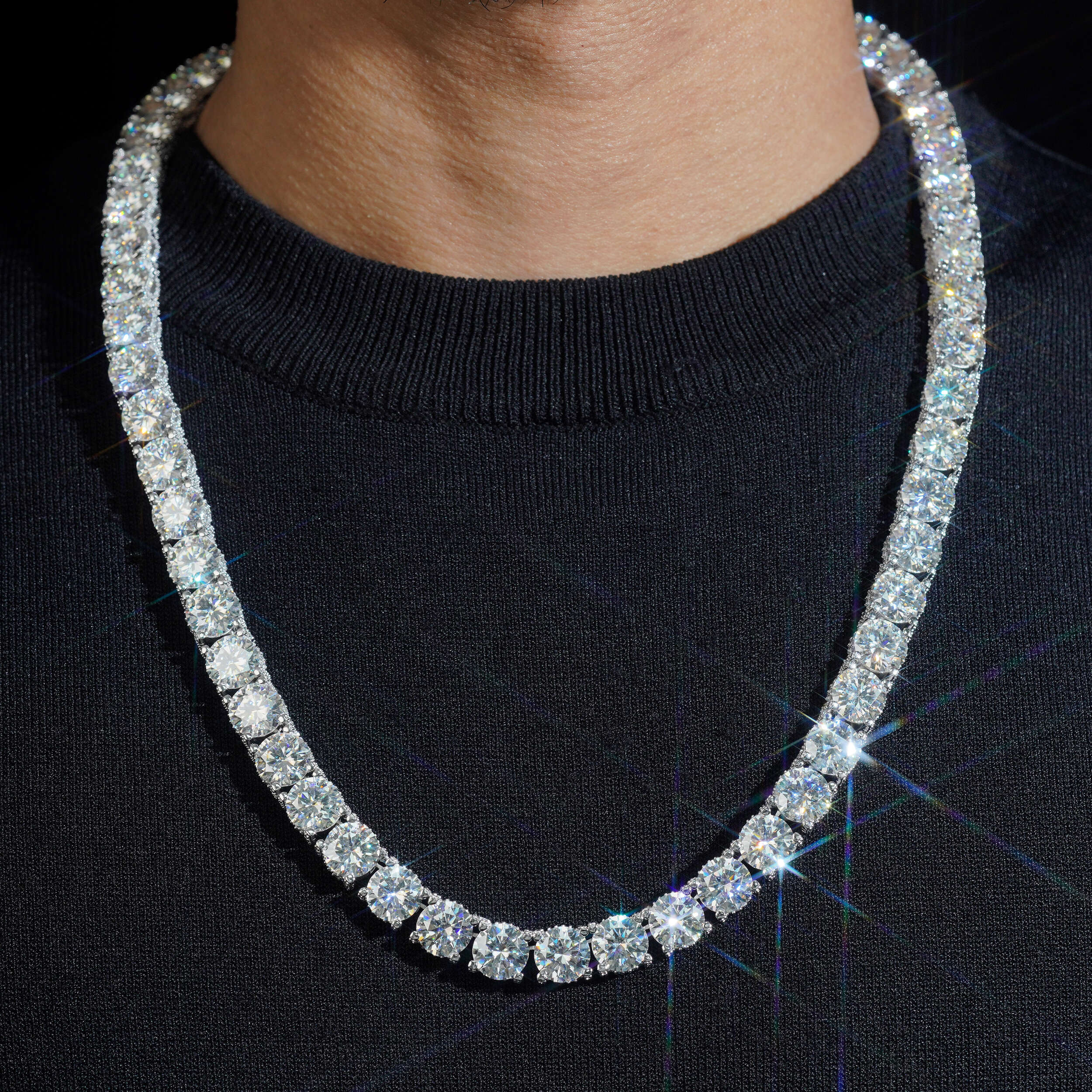 Baguette Lock 10MM Side Iced Tennis Chain Necklace