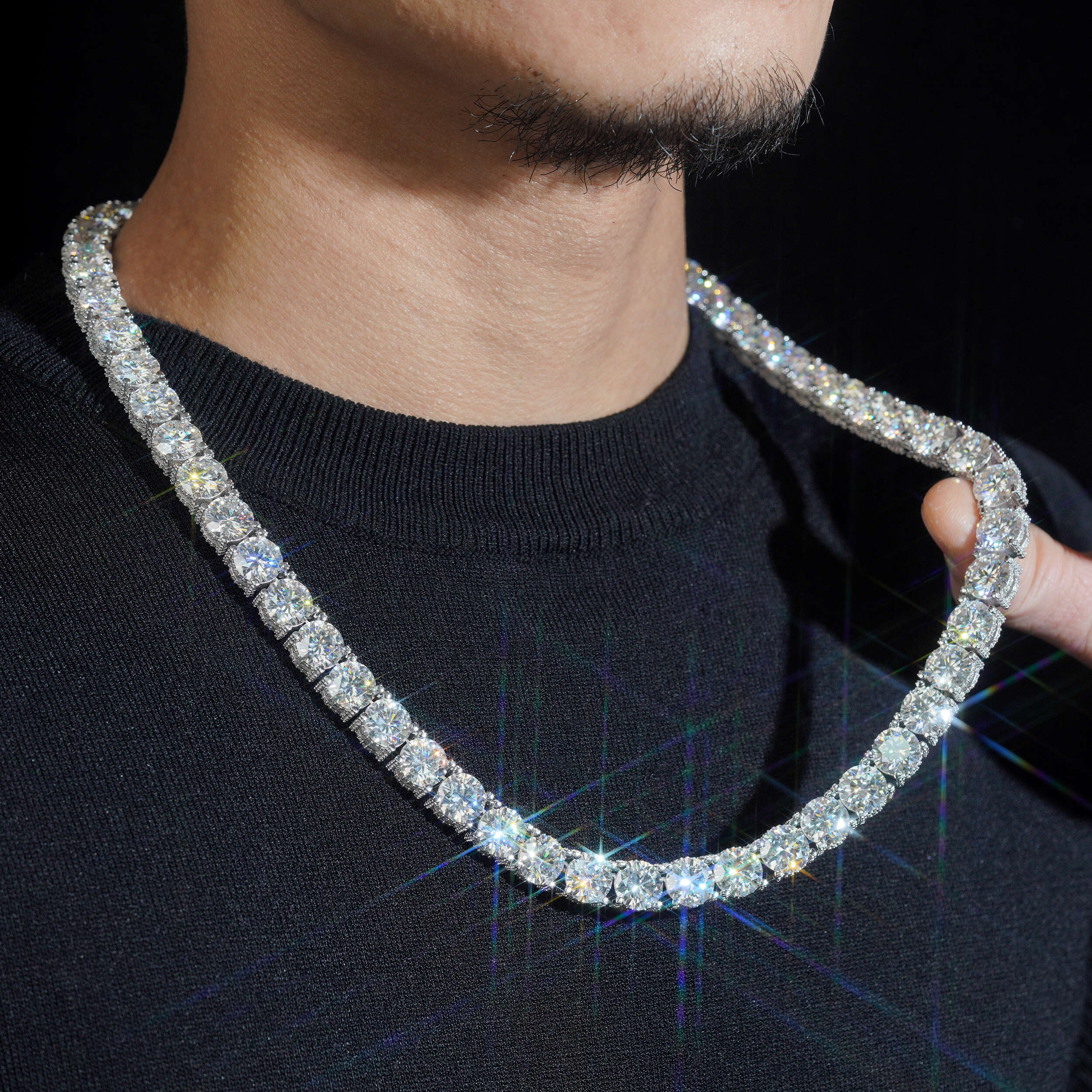 Baguette Lock 10MM Side Iced Tennis Chain Necklace