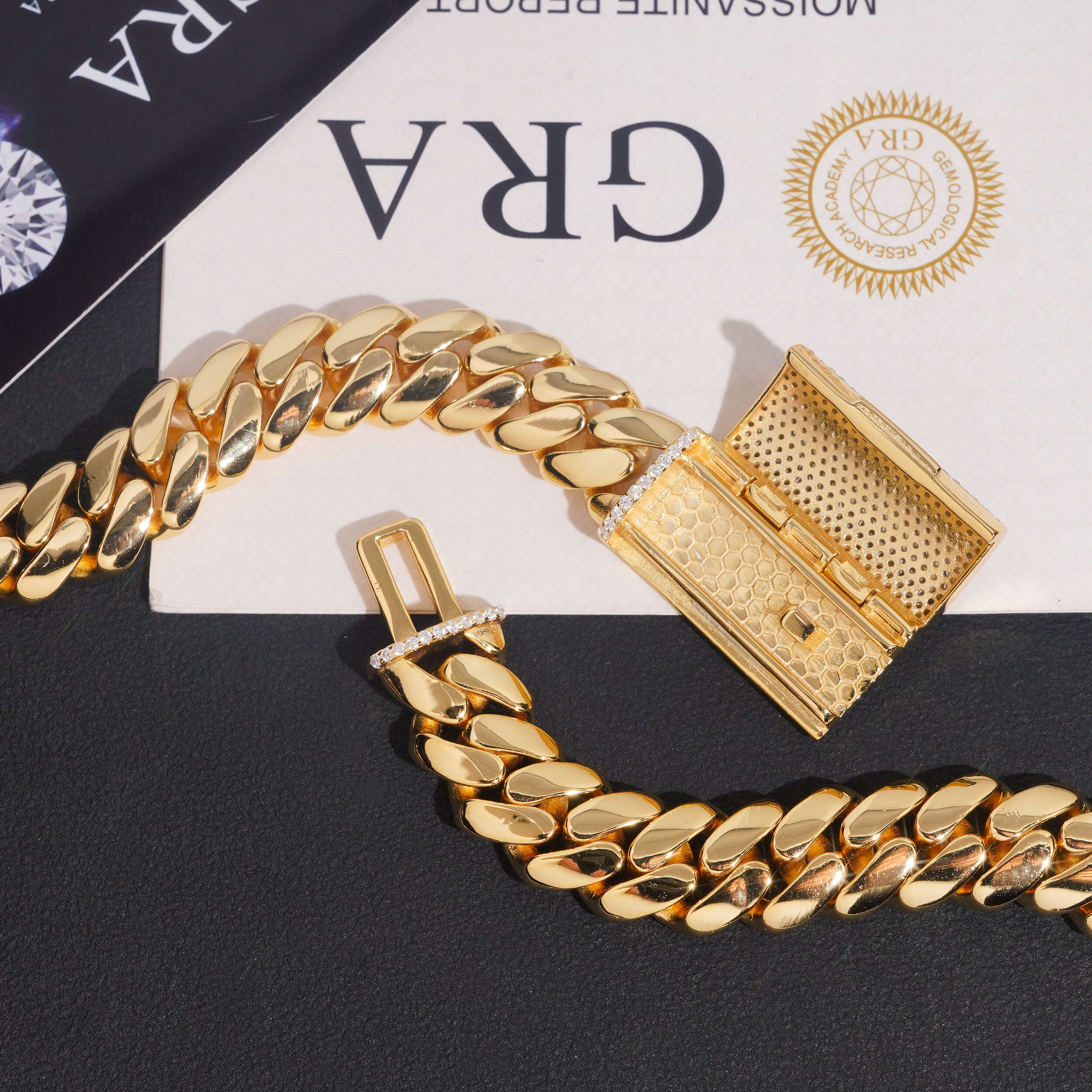 12MM Hand Made Plain Cuban With VVS Moissanite Diamond Clasp