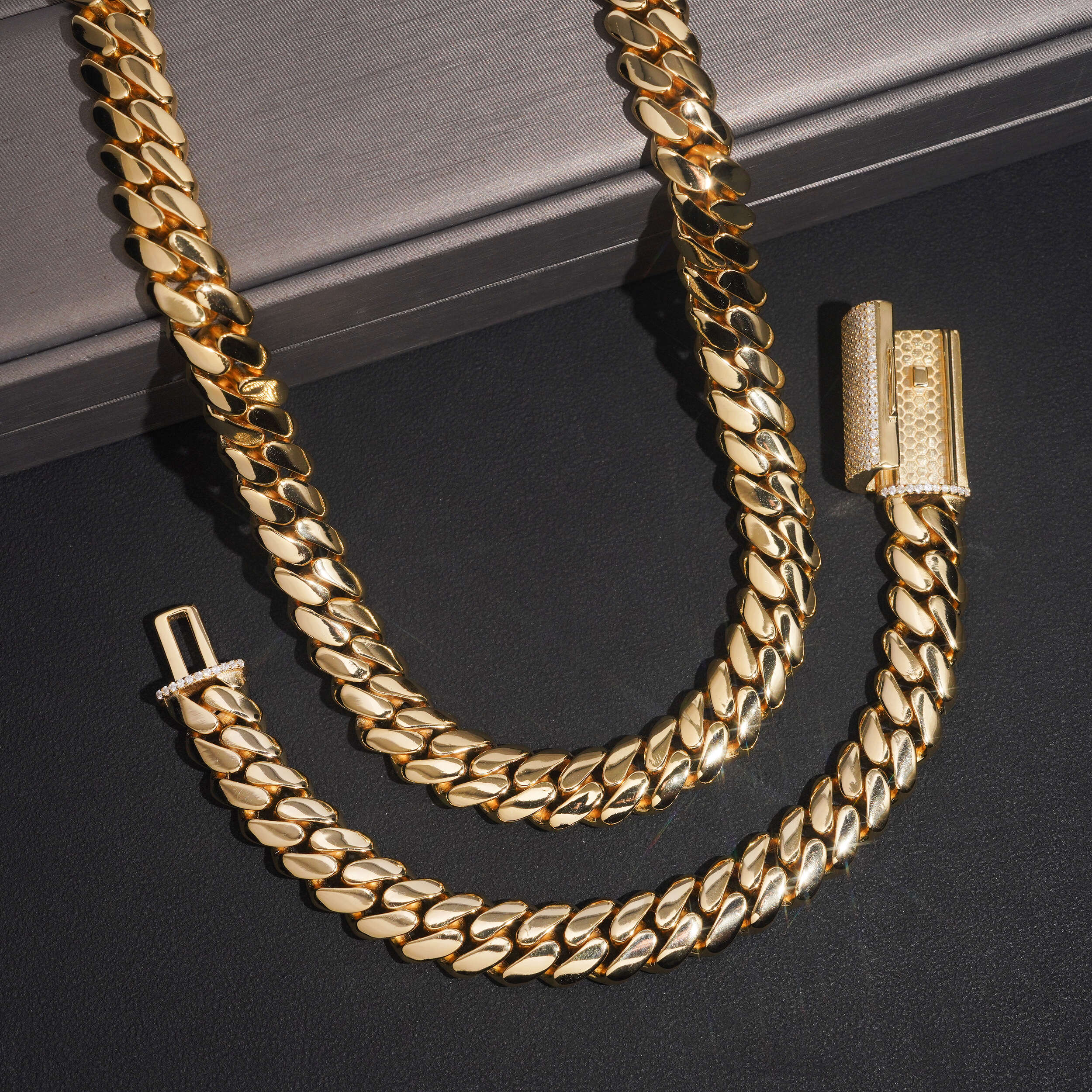 12MM Hand Made Plain Cuban With VVS Moissanite Diamond Clasp