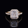 10K 14K 18K Real Yellow Gold 3CT Radiant Cut Moissanite Diamond Halo Style Wedding Ring Jewelry