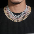 VVS Cz 15MM Raised Stone Cuban Link Chain Necklace