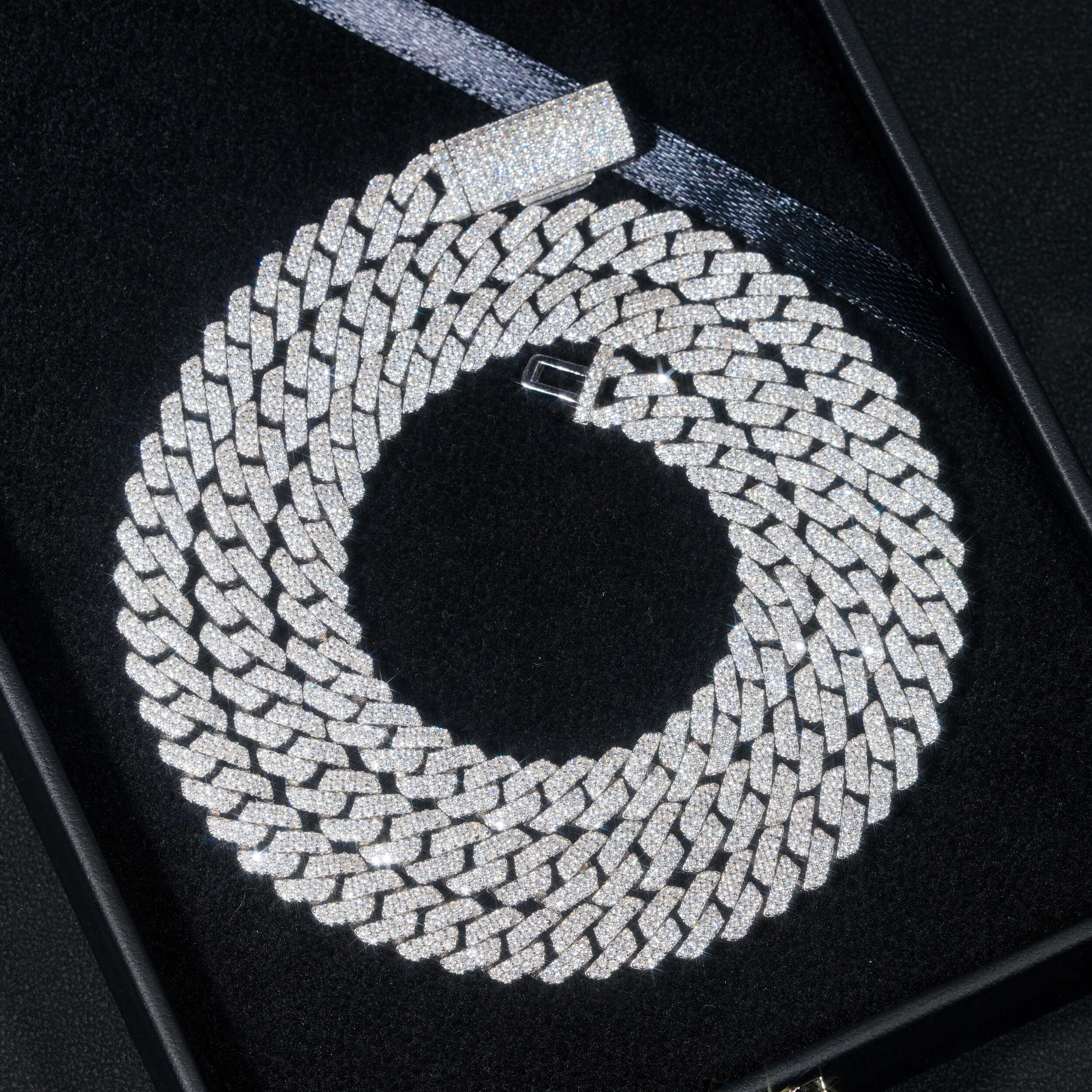 Sterling Silver 8MM Moissanite Diamond Cuban Chain Necklace