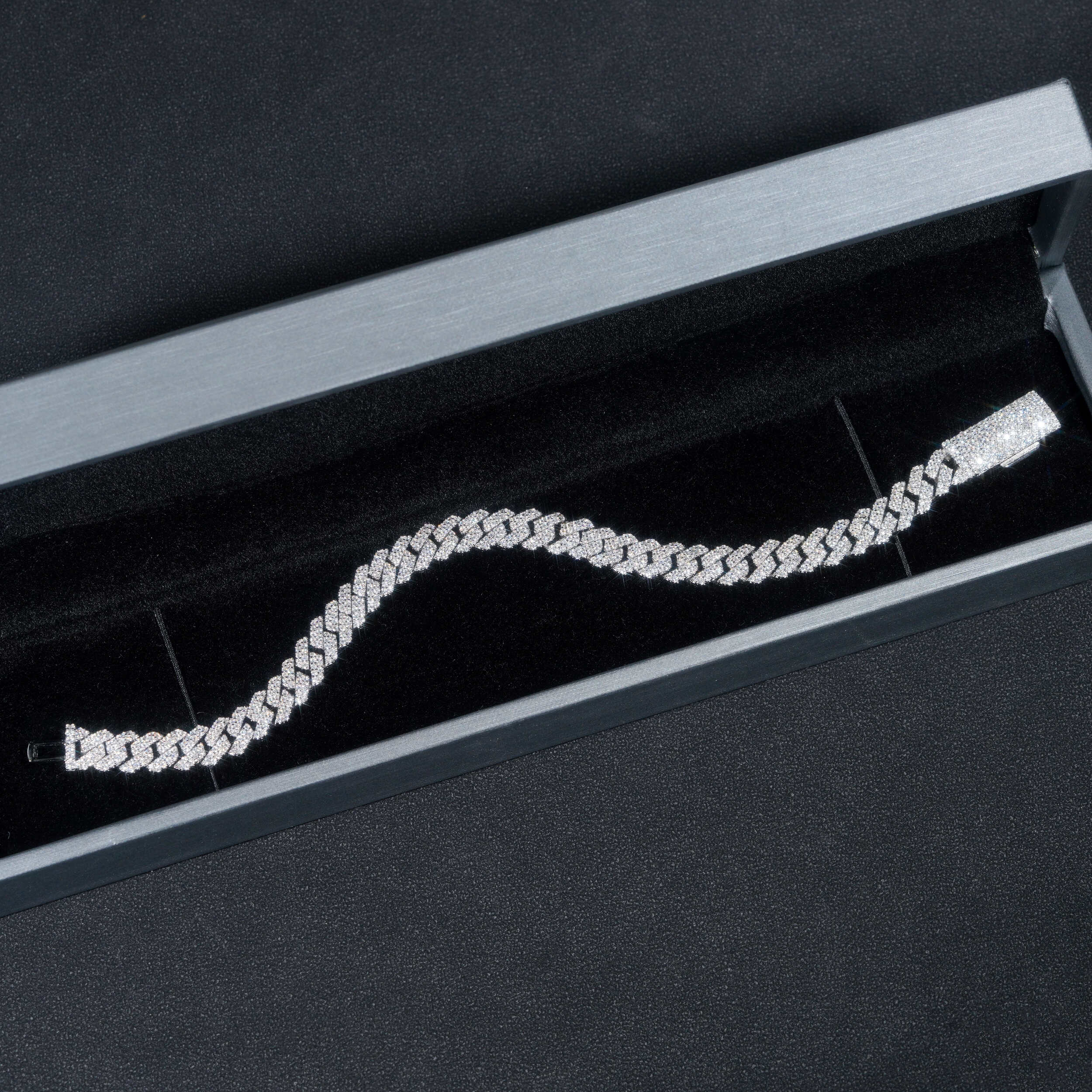 8MM Sterling Silver Lab Grown Diamond Cuban Link Bracelet For Men