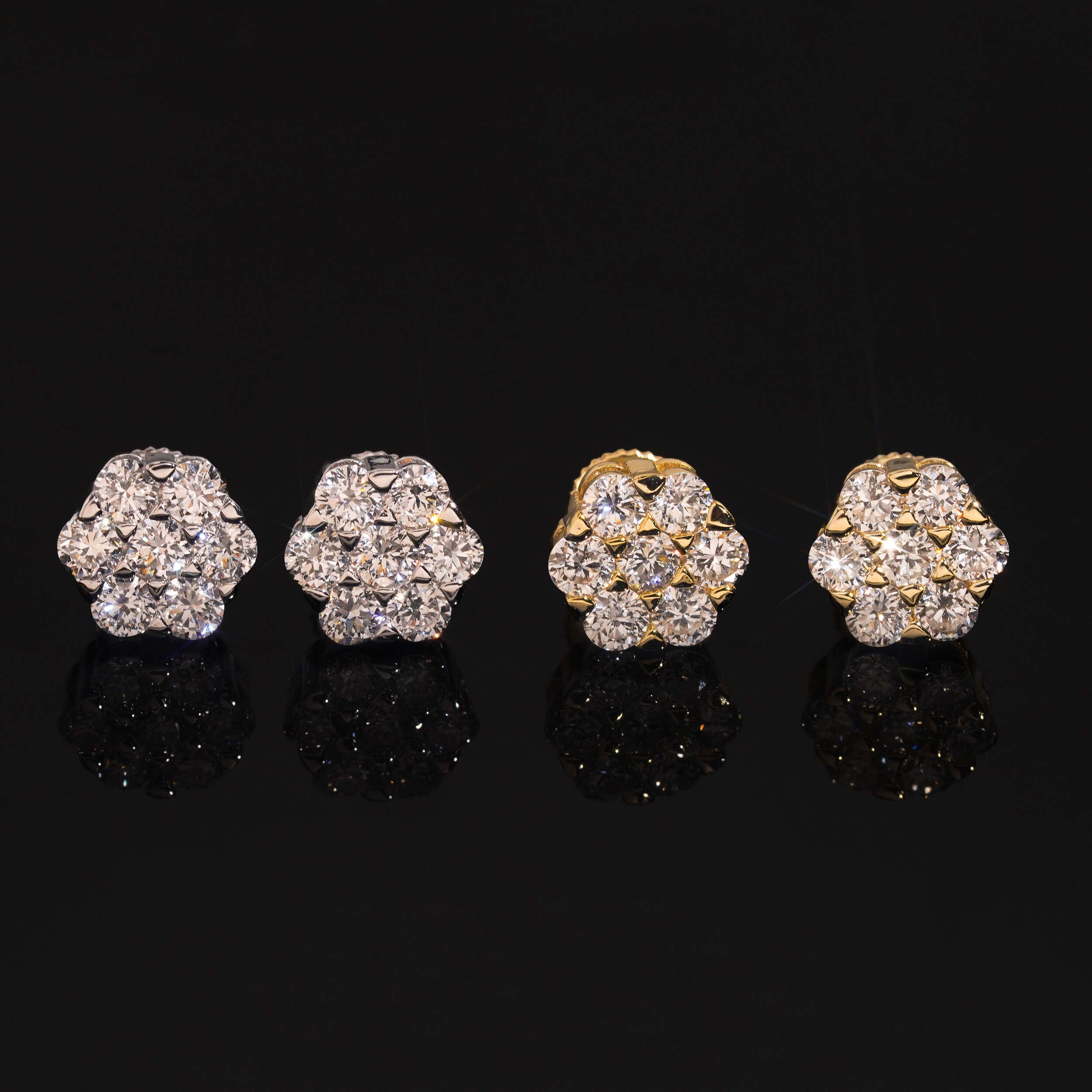 VVS Lab Grown Diamond Men Cluster Stud Earrings Sterling Silver