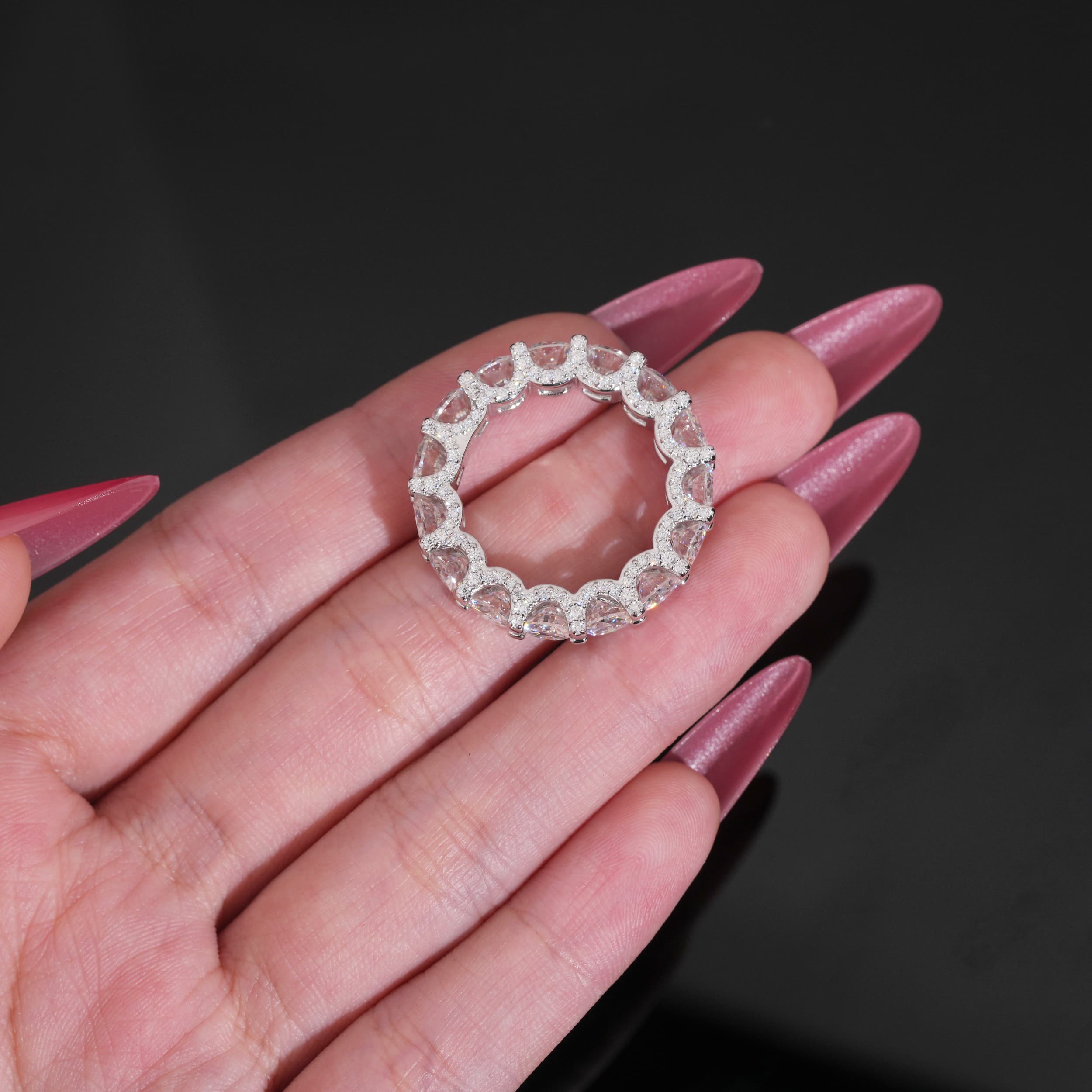 VVS Moissanite Silver 925 Side Iced 50 Pointer Eternity Ring Band