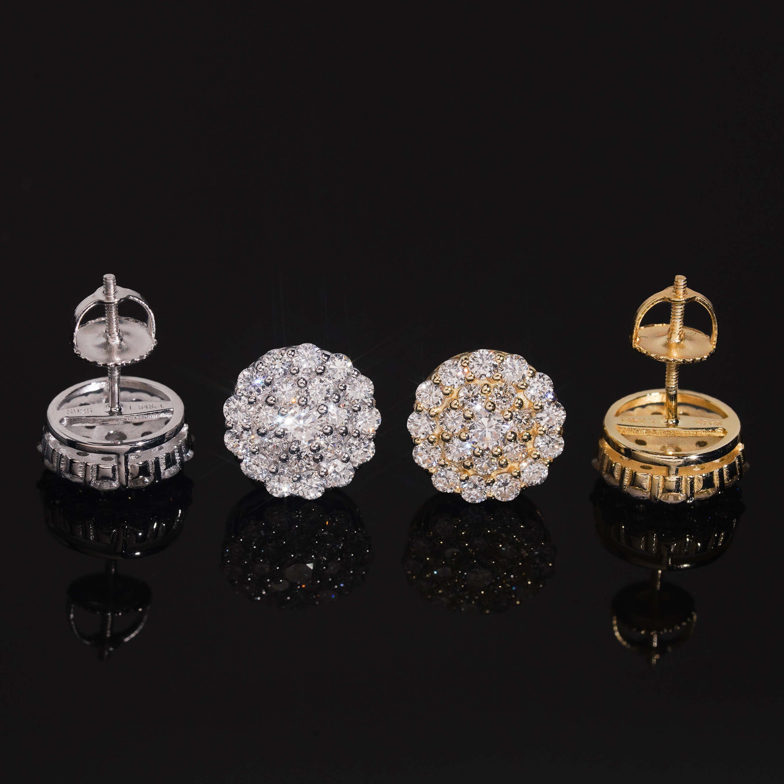 Iced Out VVS Lab Grown Diamond Men Stud Earrings 925 Silver