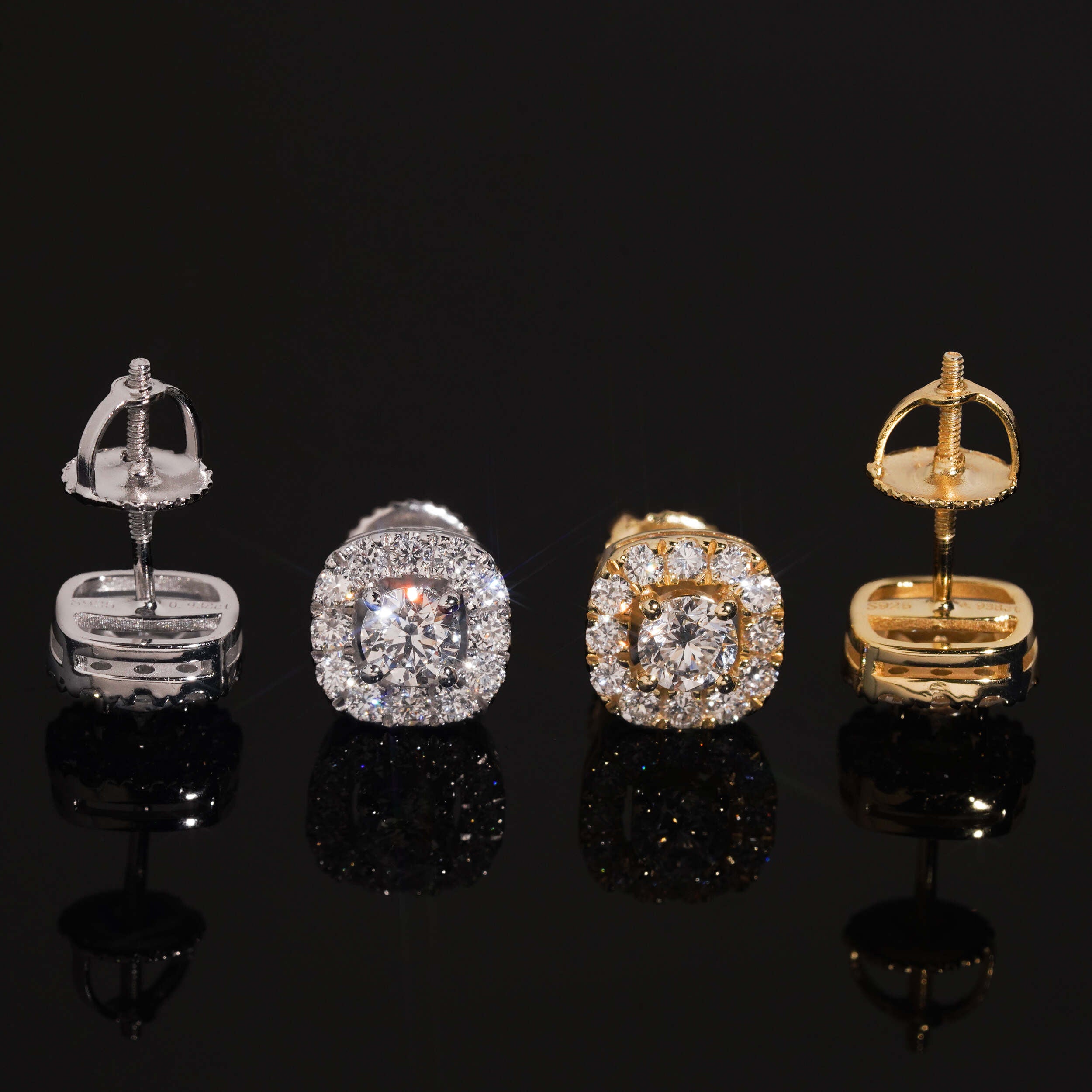 925 Silver 8MM VVS Lab Diamond Screw Back Stud Earrings For Men And Women