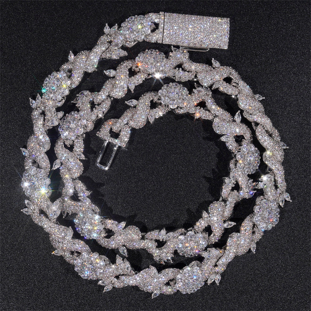 VVS CZ 15MM Flower Infinity Link Chain Necklace