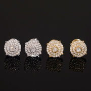 Sterling Silver VVS Lab Diamond Men Earrings Screw Back