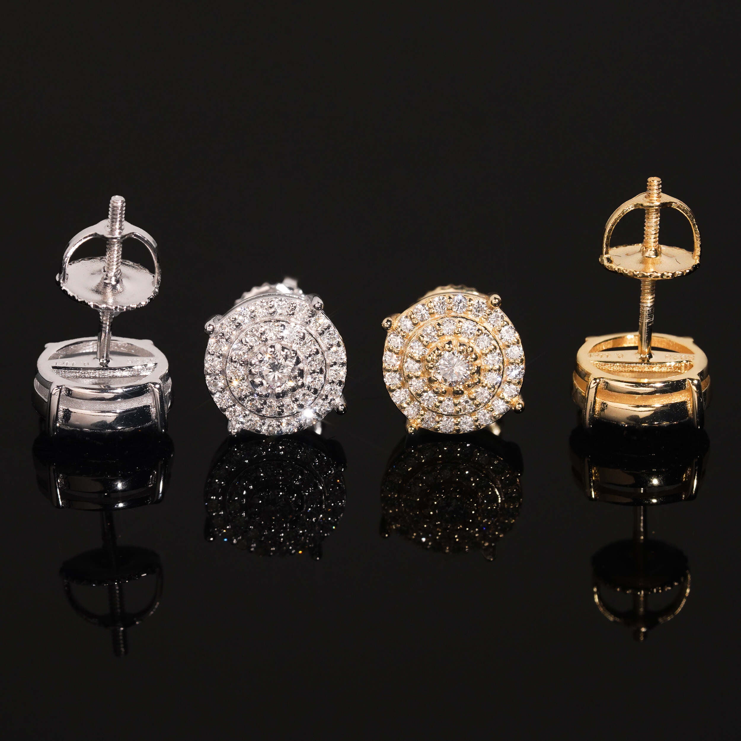 Sterling Silver VVS Lab Diamond Men Earrings Screw Back