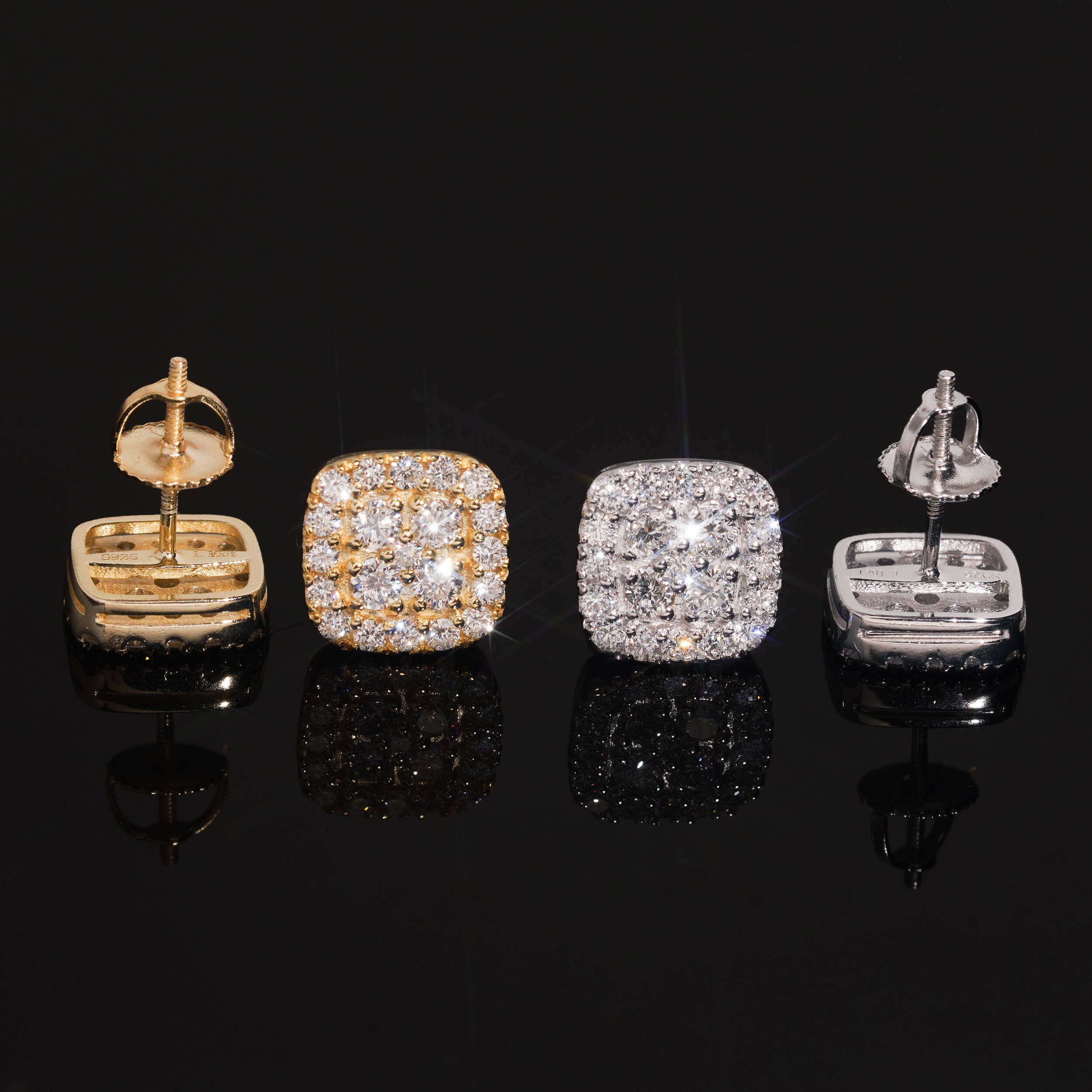 Iced Out 10MM Width VVS Lab Grown Diamond Men Earrings Silver 925