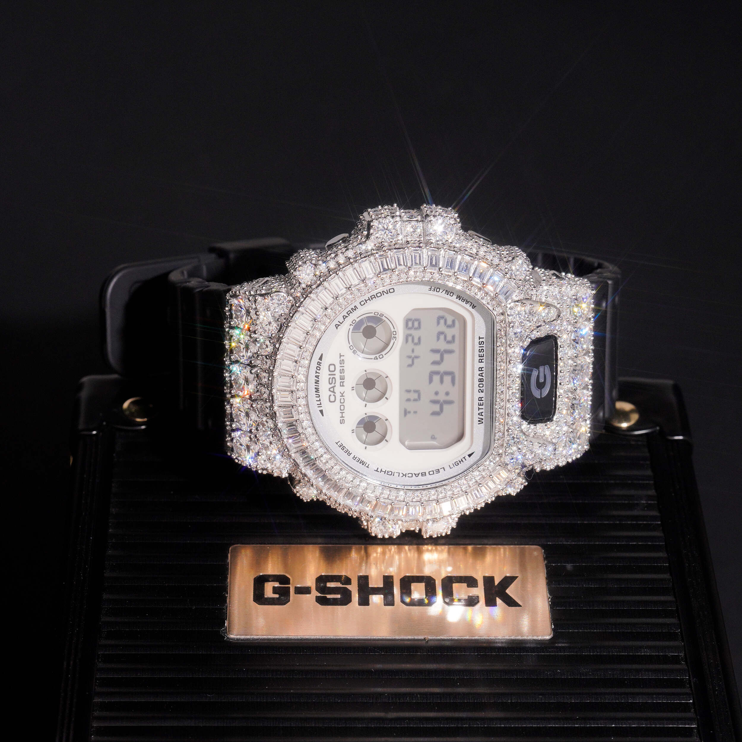 Iced Out G Shock DW6900 Moissanite Watch For Men