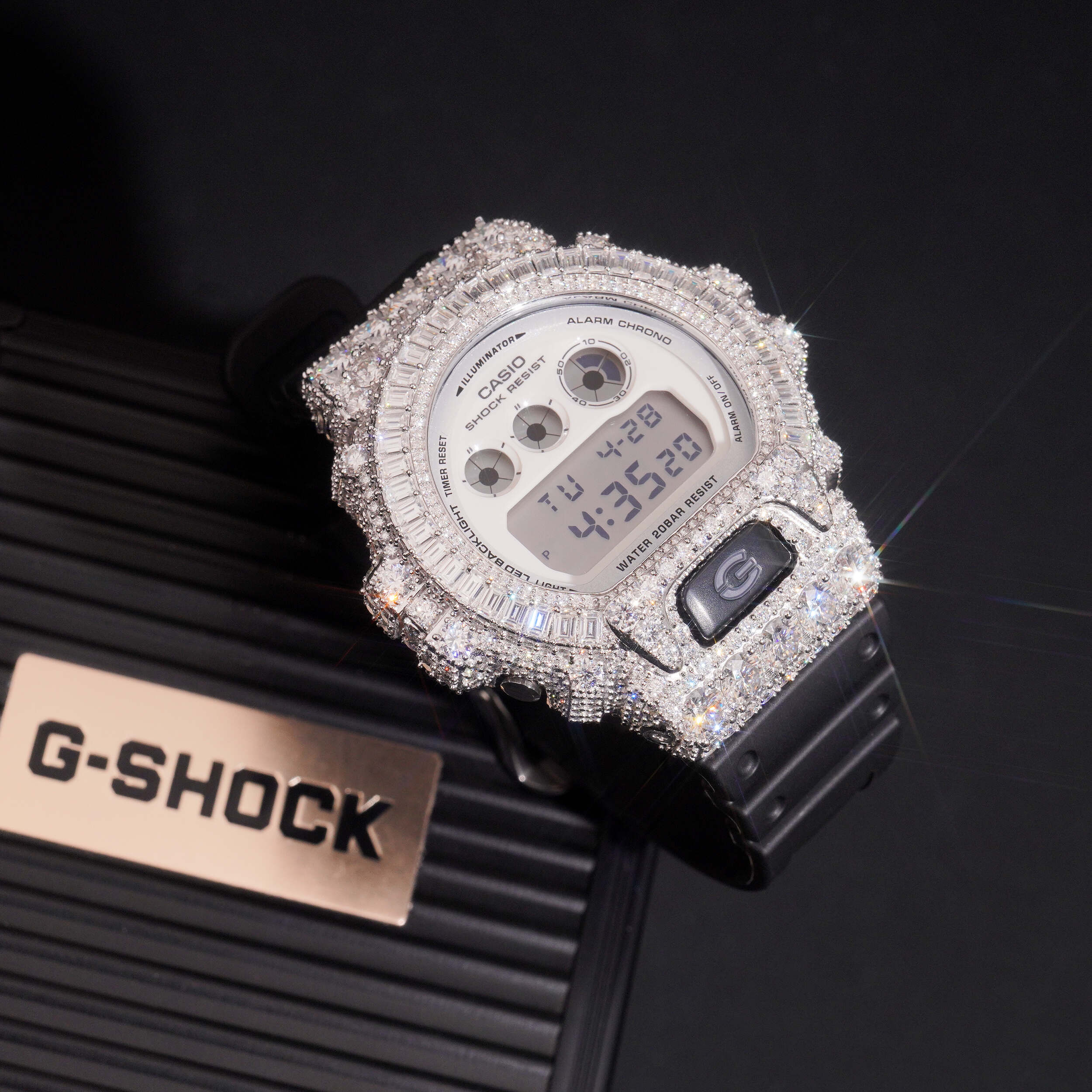 Iced Out G Shock DW6900 Moissanite Watch For Men