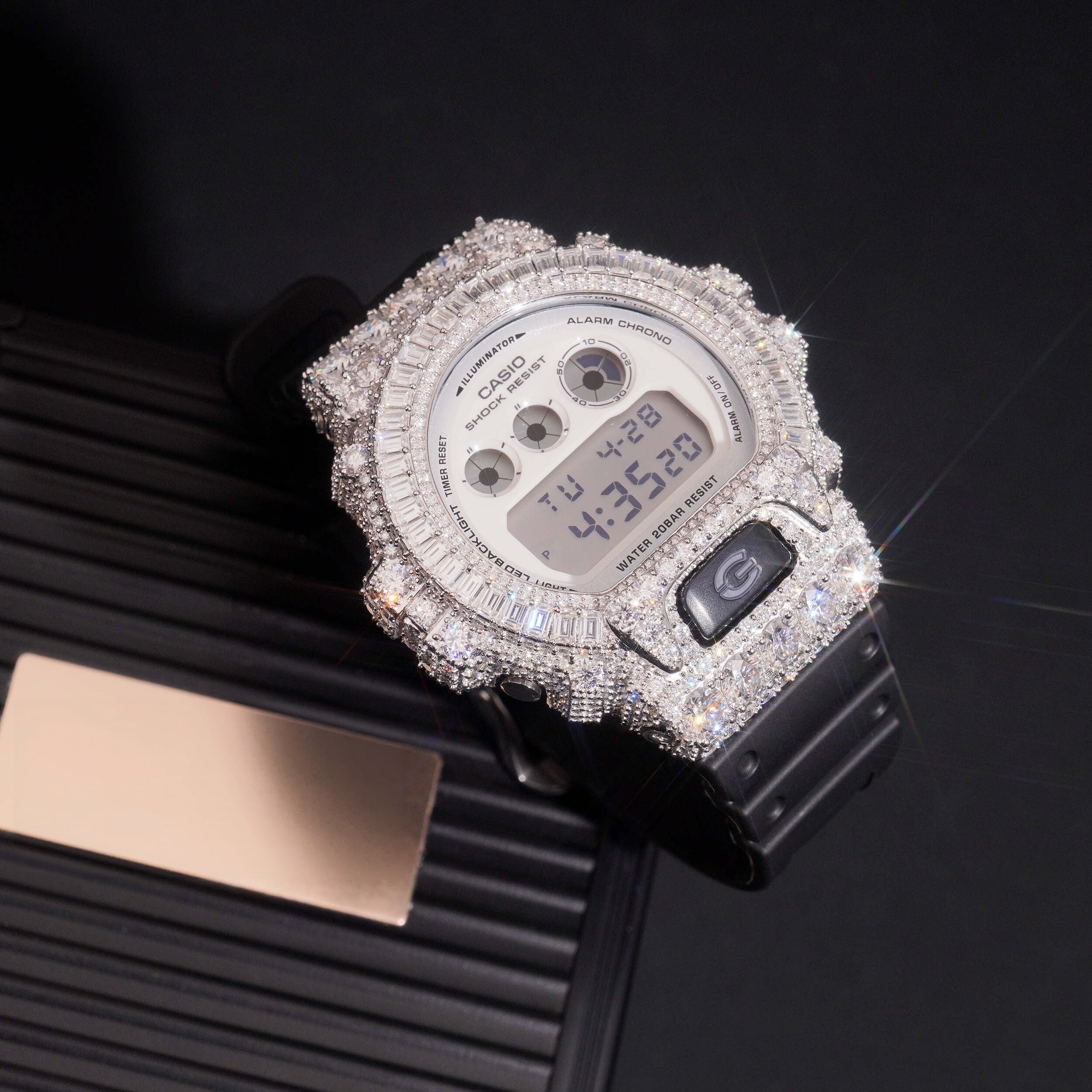Iced Out G Shock DW6900 Moissanite Watch For Men