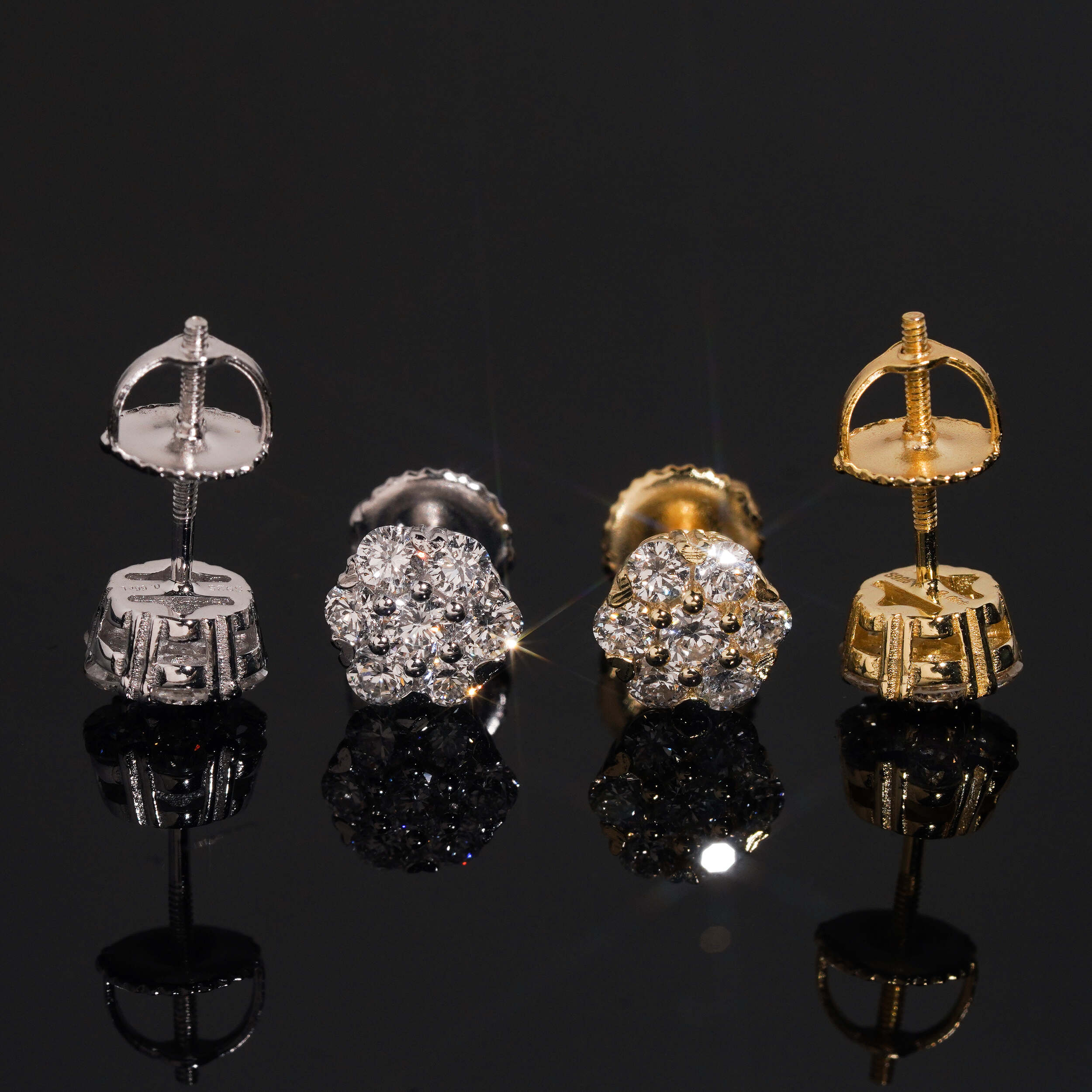 7MM Cluster VVS Lab Grown Diamond Cluster Studs Sterling Silver 925