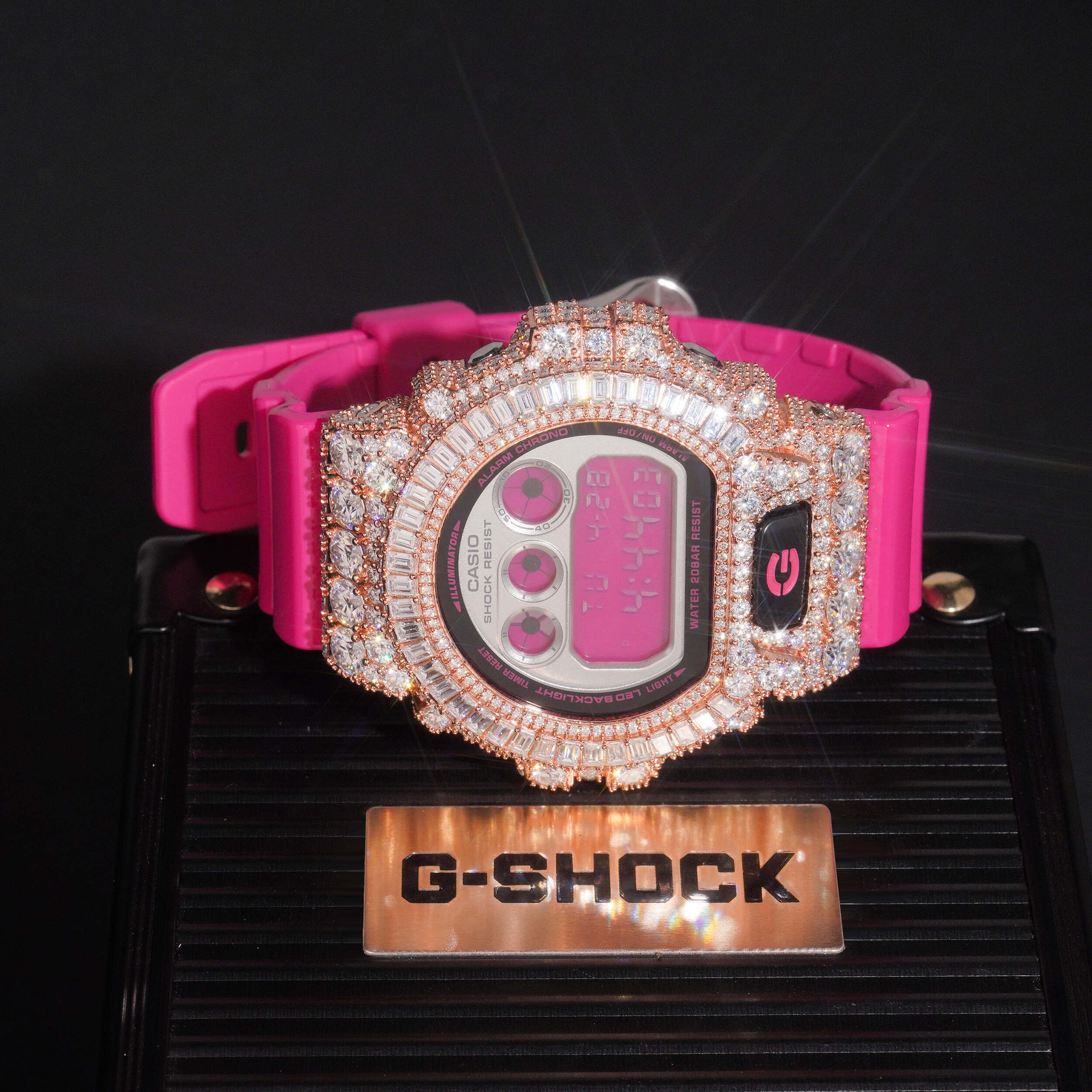 VVS Moissanite Diamond DW6900 G Shock Watch Rose Gold