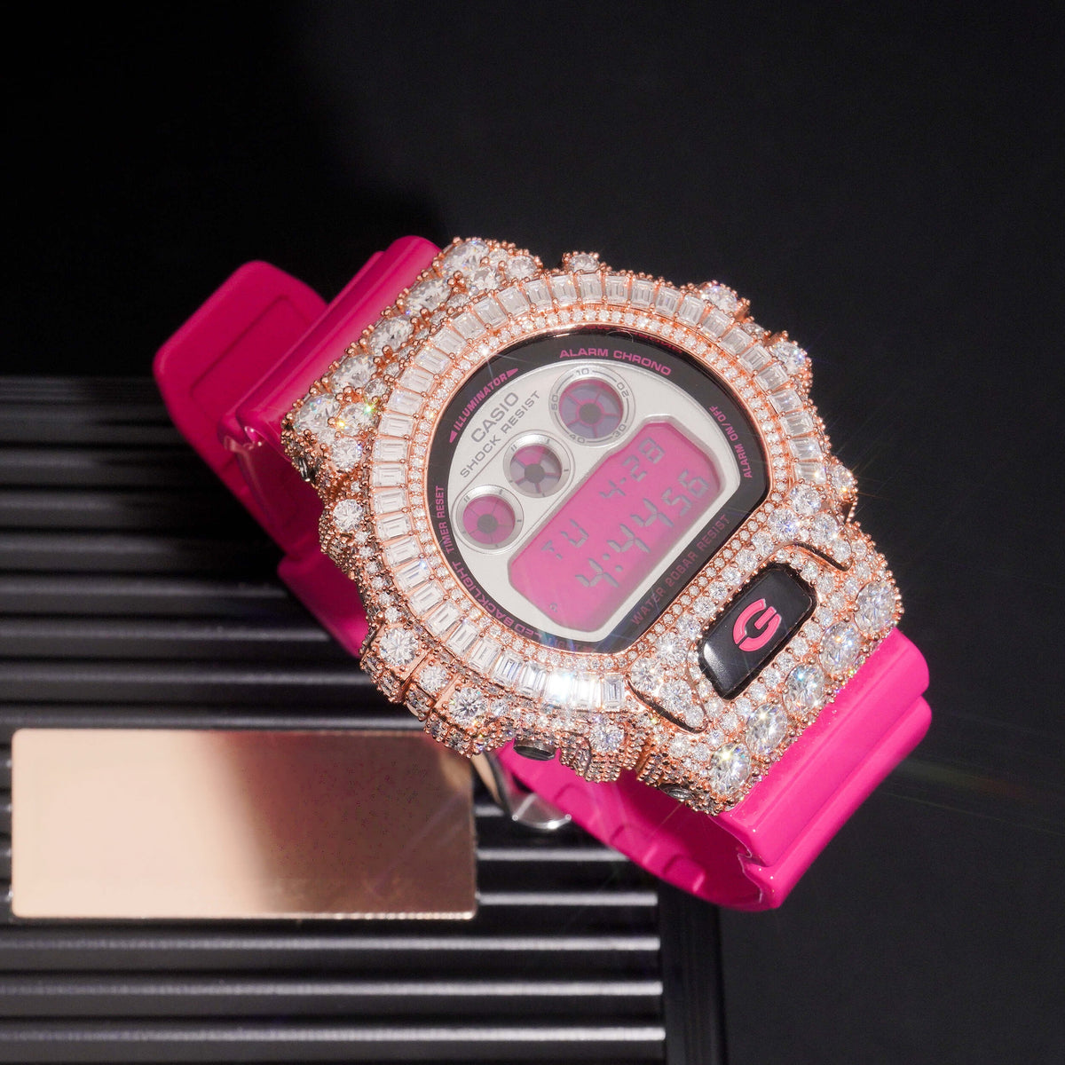 VVS Moissanite Diamond DW6900 G Shock Watch Rose Gold