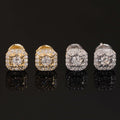 Iced Out Sterling Silver Screw Back VVS Lab Grown Diamond Stud Earrings