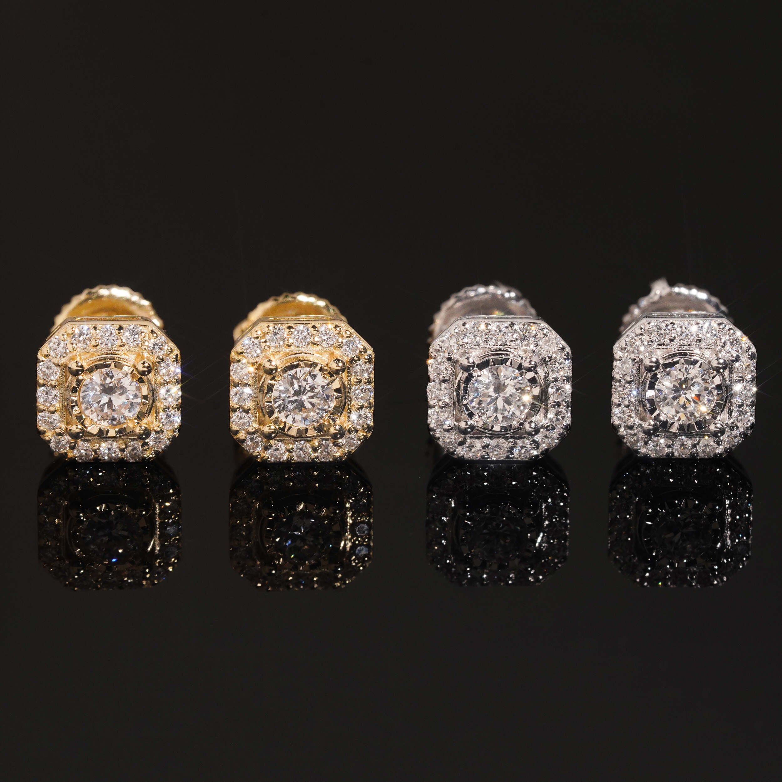 Iced Out Sterling Silver Screw Back VVS Lab Grown Diamond Stud Earrings