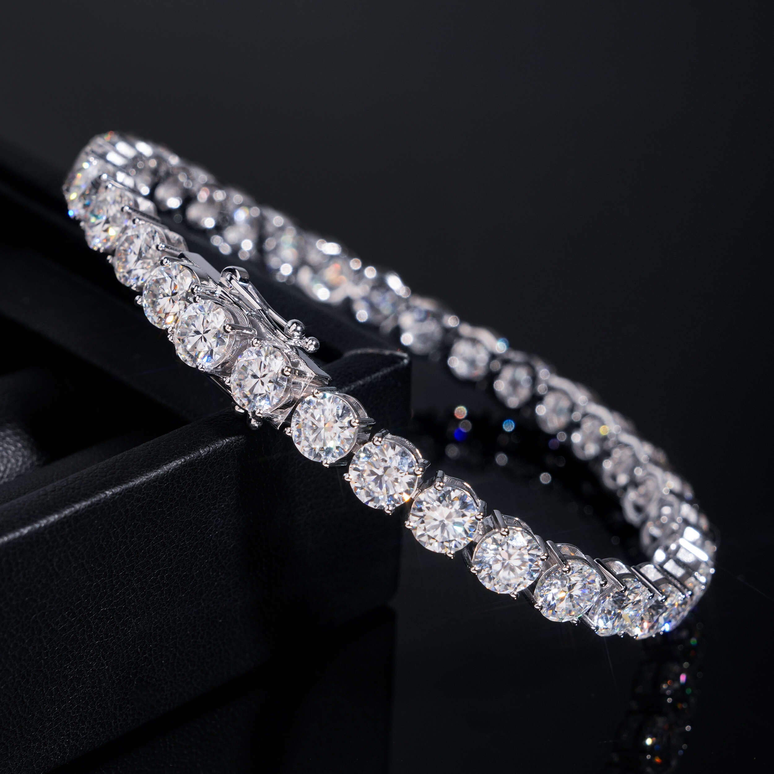 10K Solid White Gold 6MM VVS Moissanite Tennis Bracelet With GRA Report