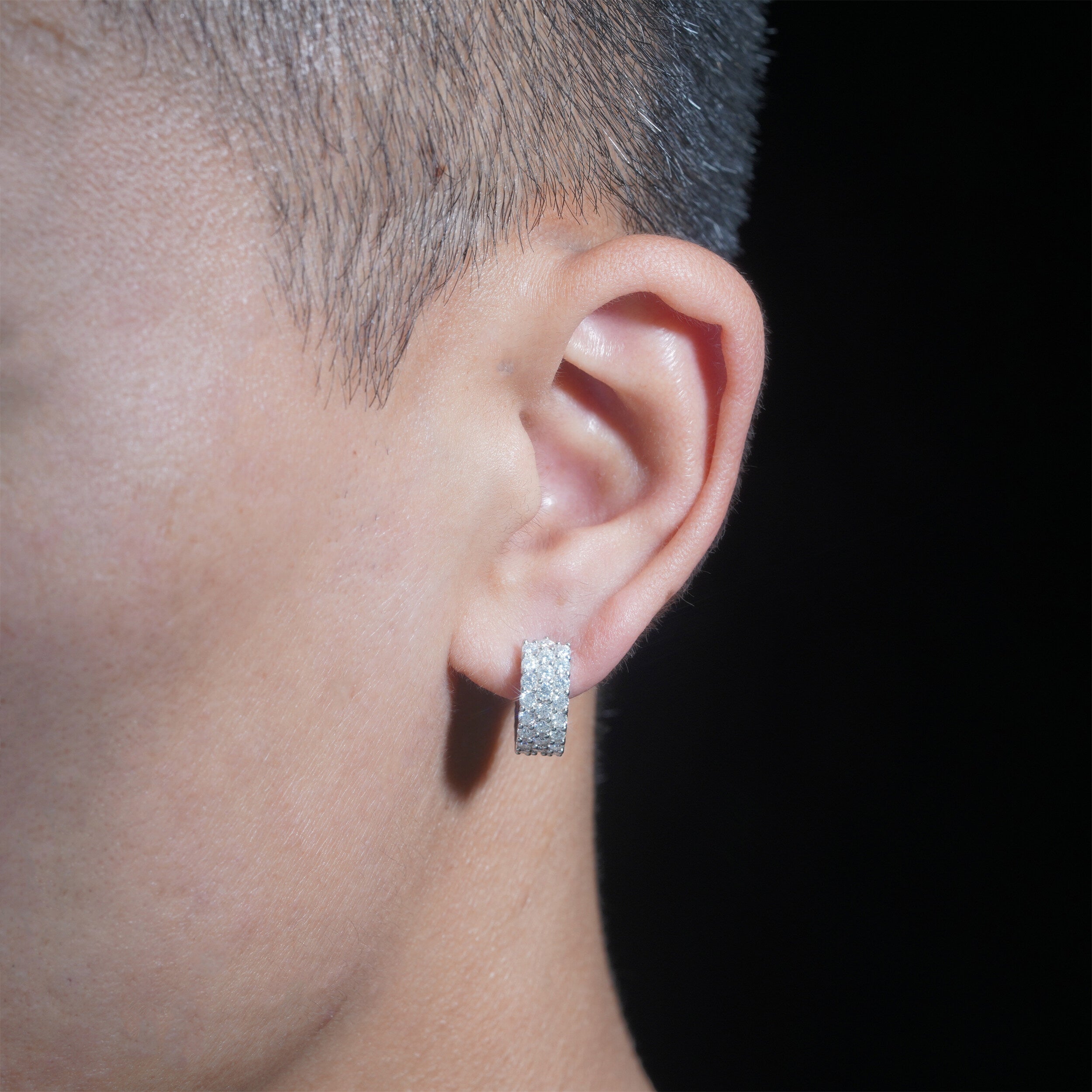 VVS Diamond Iced Out Moissanite Hoop Earrings Sterling Silver White Gold