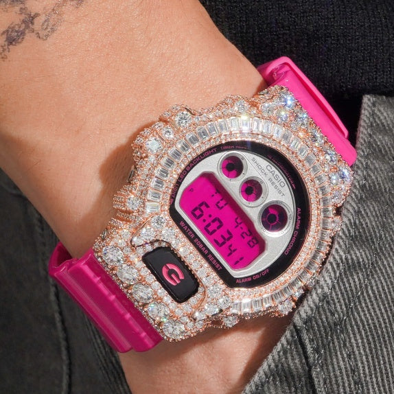 VVS Moissanite Diamond DW6900 G Shock Watch Rose Gold