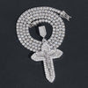 Solid Silver Jesu Cross Moissanite Pendant Match 4MM Tennis Chain